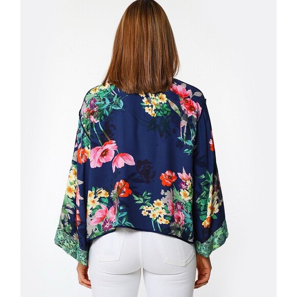 JOHNNY WAS Kimono Rare Reversible Size Small Rayon Viscose Pockets - Picture 4 of 15